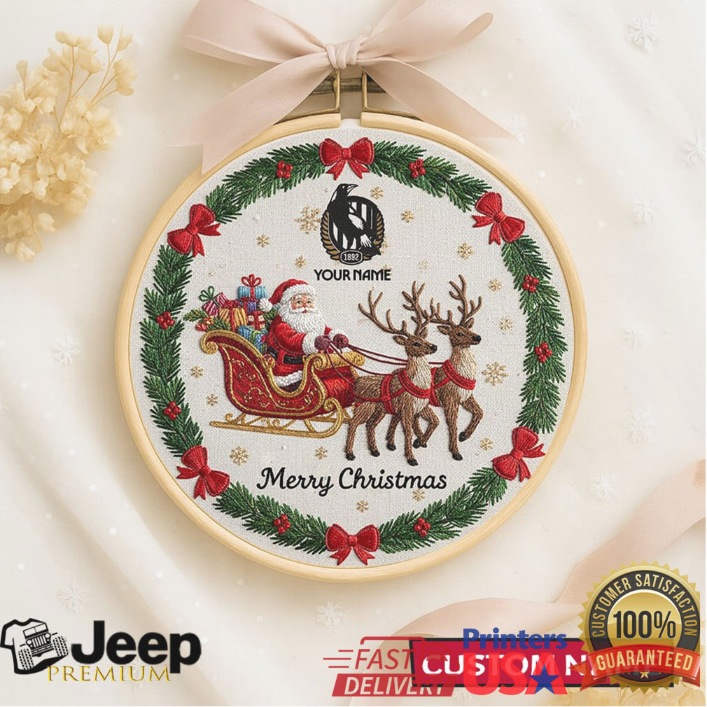 Customizable Santa & Reindeer Christmas Embroidery Hoop Ornament Customizable Santa & Reindeer Christmas Embroidery Hoop Ornament