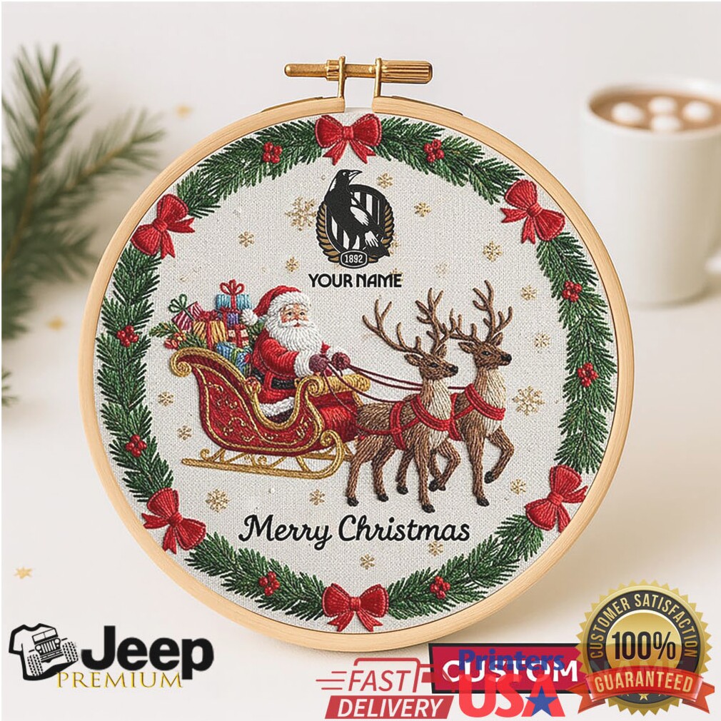 Customizable Santa & Reindeer Christmas Embroidery Hoop Ornament Customizable Santa & Reindeer Christmas Embroidery Hoop Ornament