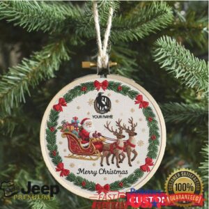 Customizable Santa & Reindeer Christmas Embroidery Hoop Ornament