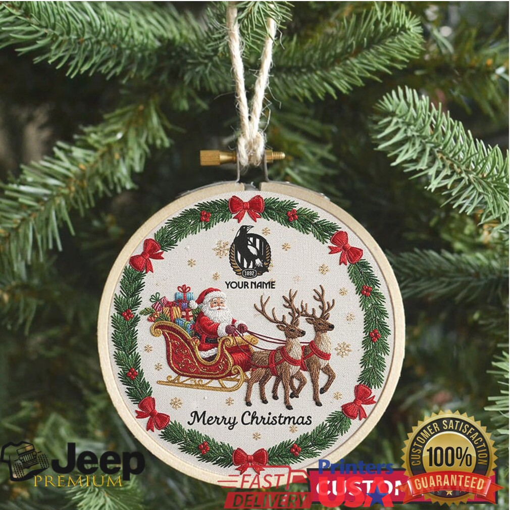 Customizable Santa & Reindeer Christmas Embroidery Hoop Ornament Customizable Santa & Reindeer Christmas Embroidery Hoop Ornament