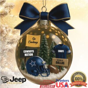 Dallas Cowboys Blown Glass Football Ornament