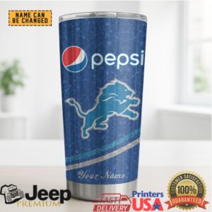Detroit Lions Mix Pepsi Blue Tumbler Custom Name