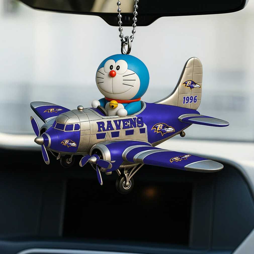 Doraemon in Baltimore Ravens Airplane Car Rearview Mirror Hanging Ornament Doraemon in Baltimore Ravens Airplane Car Rearview Mirror Hanging Ornament