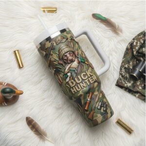 Duck Hunter Tumbler Camo Insulated Mug with Handle & Straw