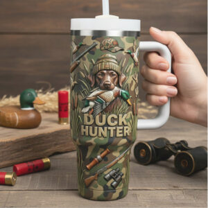 Duck Hunter Tumbler Camo Insulated Mug with Handle & Straw