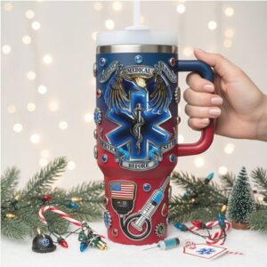 EMS Tumbler with Handle Medical Service Before Self Paramedic Gift