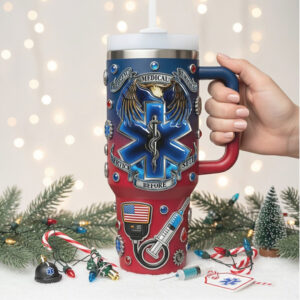 EMS Tumbler with Handle Medical Service Before Self Paramedic Gift