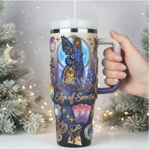 Edge of Seventeen Mystical Butterfly Tarot Card Tumbler with Handle & Straw