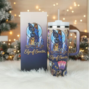 Edge of Seventeen Mystical Butterfly Tarot Card Tumbler with Handle & Straw