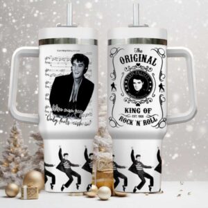 Elvis Presley King of Rock ‘n’ Roll Tumbler 40oz with Handle & Straw