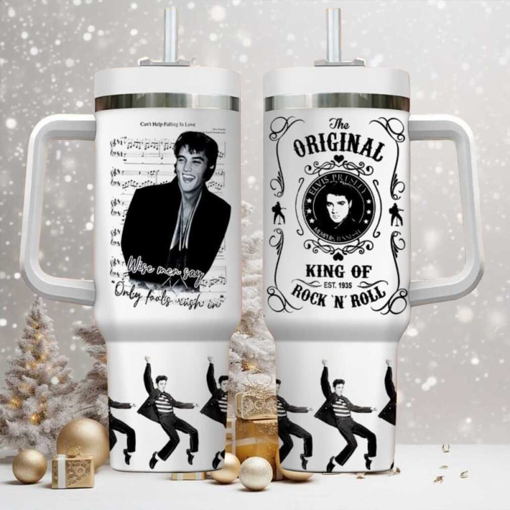 Elvis Presley King of Rock ‘n’ Roll Tumbler 40oz with Handle & Straw Elvis Presley King of Rock ‘n’ Roll Tumbler 40oz with Handle & Straw