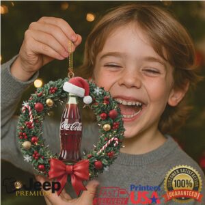 Festive Coca Cola® Bottle & Wreath Christmas Ornament