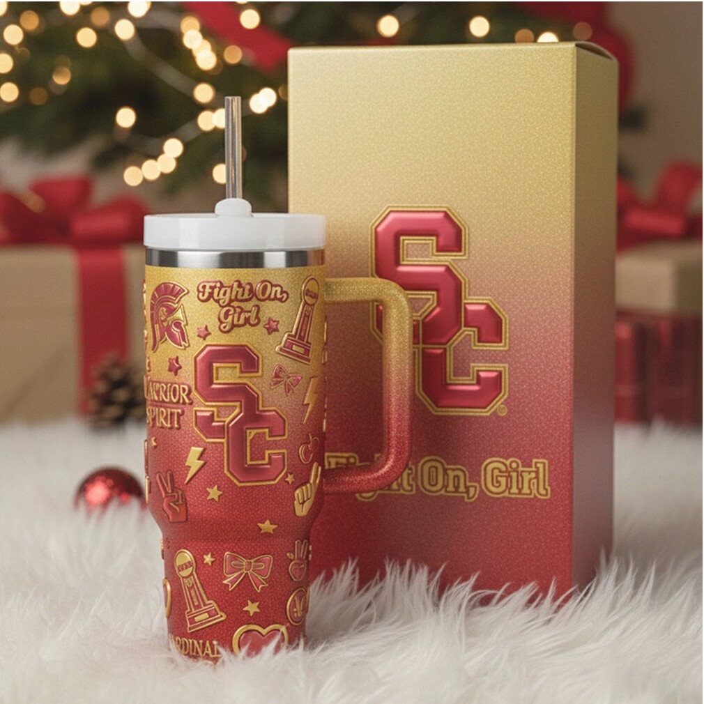 Fight On, Girl Red & Gold 40oz Tumbler with Handle & Straw Fight On, Girl Red & Gold 40oz Tumbler with Handle & Straw
