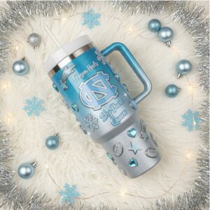 Frozen Heels Sky Pearl Queen Tumbler 40oz UNC Tar Heels Insulated Mug with Handle & Straw