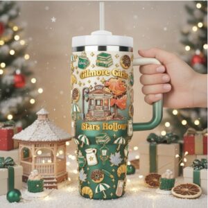 Gilmore Girls Stars Hollow Travel Tumbler with Handle and Straw