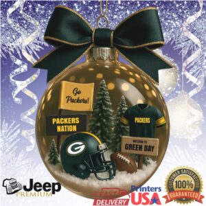 Green Bay Packers Christmas Ornament 'Welcome to Green Bay' Football Scene