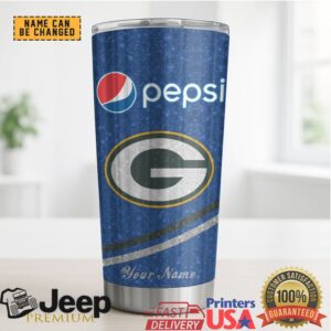 Green Bay Packers Mix Pepsi Blue Tumbler Custom Name