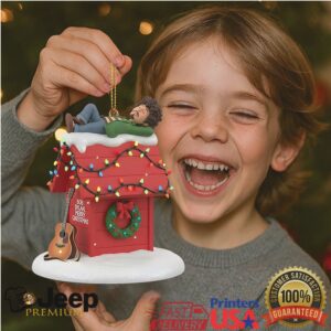 Hallmark Peanuts Snoopy on Decorated Dog House Christmas Ornament