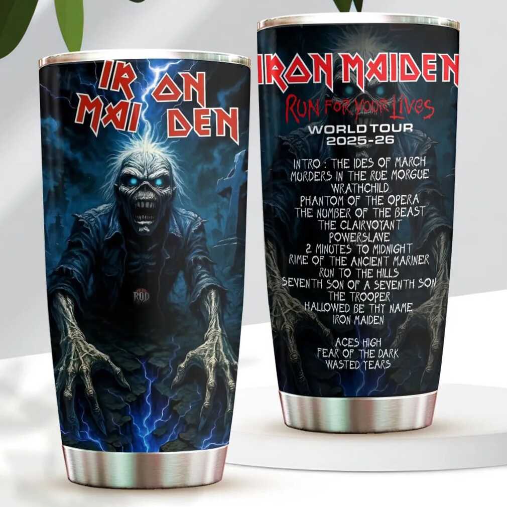 Iron Maiden Run for Your Lives 2025 26 World Tour Stainless Steel Tumbler Iron Maiden Run for Your Lives 2025 26 World Tour Stainless Steel Tumbler