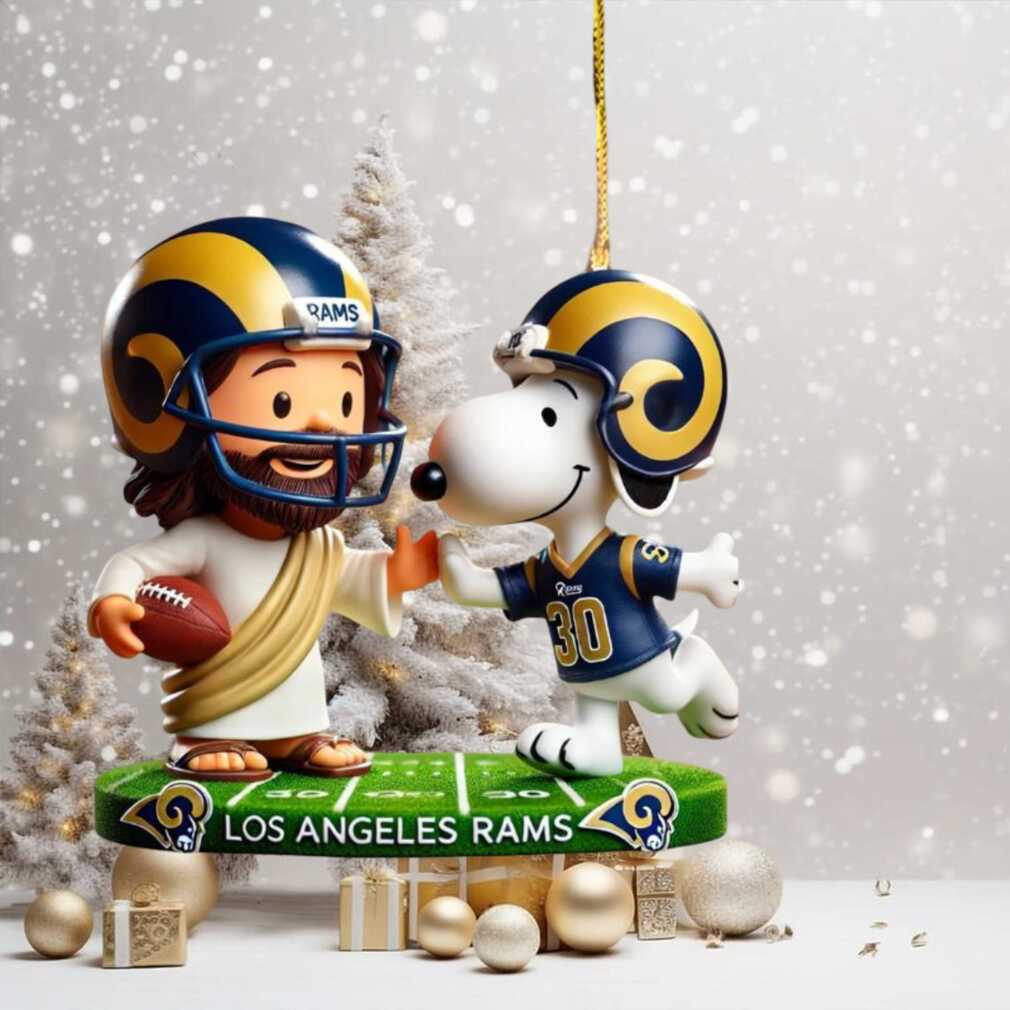 Los Angeles Rams Snoopy & Jesus NFL Christmas Ornament Los Angeles Rams Snoopy & Jesus NFL Christmas Ornament