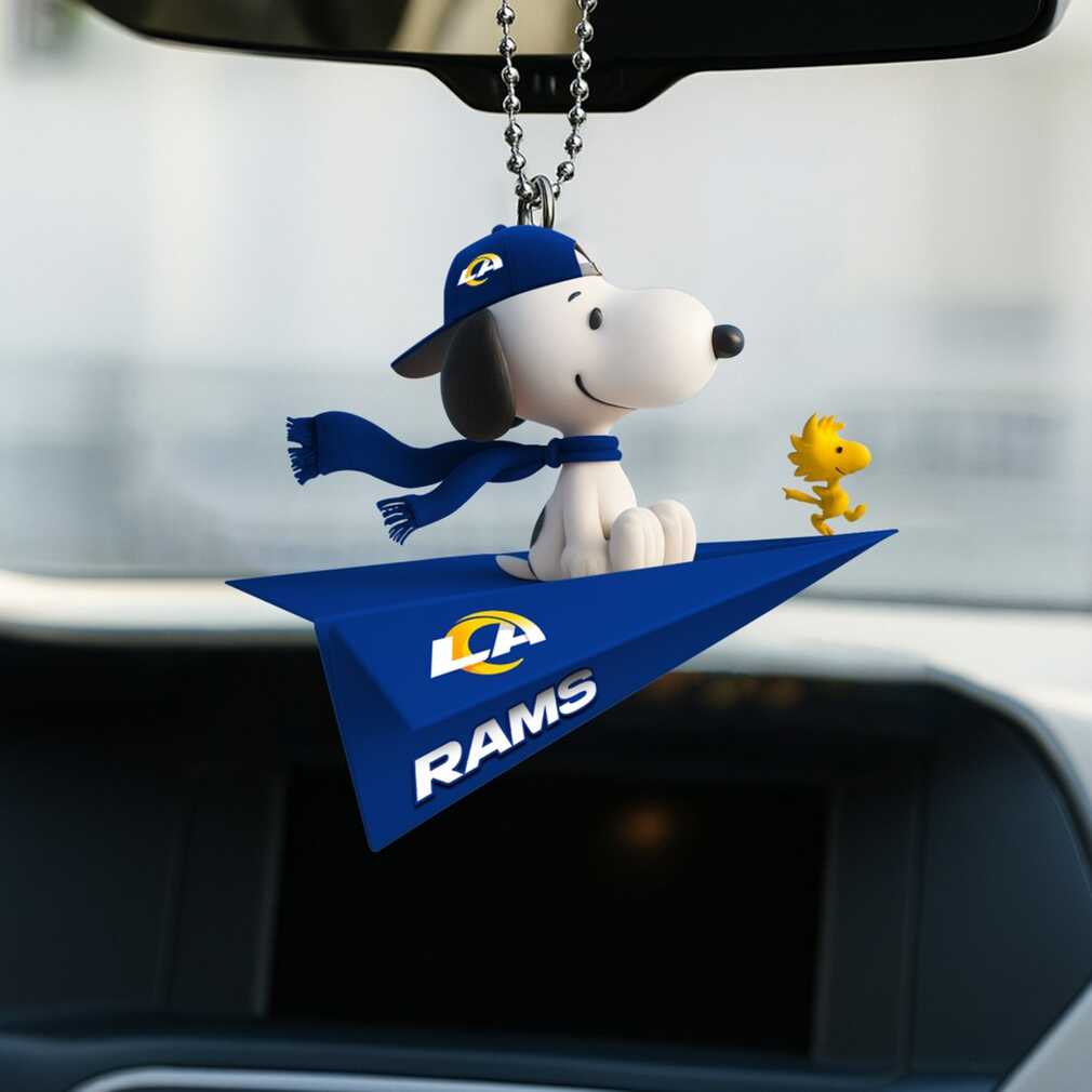 Los Angeles Rams Snoopy & Woodstock Rearview Mirror Charm Ornament Los Angeles Rams Snoopy & Woodstock Rearview Mirror Charm Ornament