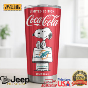 Miami Dolphins NFL Mix Snoopy & Red Coca Tumbler Customizable Name