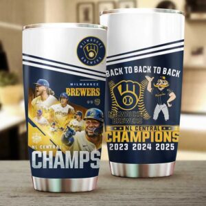 Milwaukee Brewers NL Central Back to Back to Back Champions 2023, 2024, 2025 Tumbler
