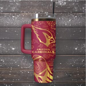 Mistmerch Arizona Cardinals Custom Stanley Quencher 40oz Stainless Steel Tumbler With Handle