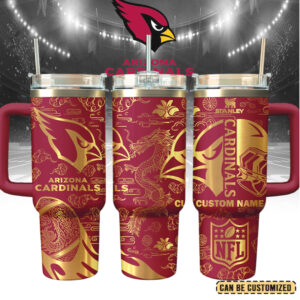 Mistmerch Arizona Cardinals Custom Stanley Quencher 40oz Stainless Steel Tumbler With Handle