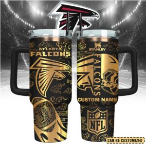 Mistmerch Atlanta Falcons Custom Stanley Quencher 40oz Stainless Steel Tumbler With Handle