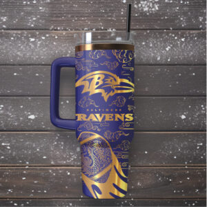 Mistmerch Baltimore Ravens Custom Stanley Quencher 40oz Stainless Steel Tumbler With Handle