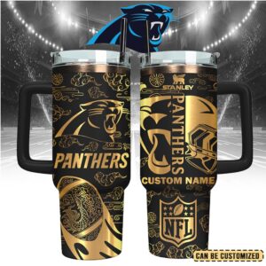 Mistmerch Carolina Panthers Custom Stanley Quencher 40oz Stainless Steel Tumbler With Handle