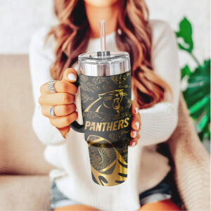 Mistmerch Carolina Panthers Custom Stanley Quencher 40oz Stainless Steel Tumbler With Handle
