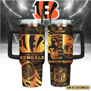 Mistmerch Cincinnati Bengals Custom Stanley Quencher 40oz Stainless Steel Tumbler With Handle