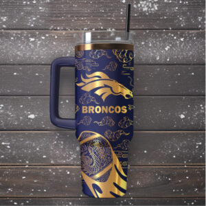 Mistmerch Denver Broncos Custom Stanley Quencher 40oz Stainless Steel Tumbler With Handle