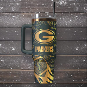Mistmerch Green Bay Packers Custom Stanley Quencher 40oz Stainless Steel Tumbler With Handle