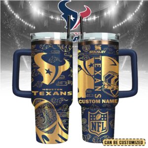 Mistmerch Houston Texans Custom Stanley Quencher 40oz Stainless Steel Tumbler With Handle