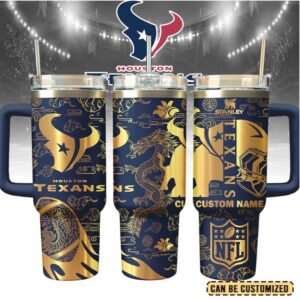Mistmerch Houston Texans Custom Stanley Quencher 40oz Stainless Steel Tumbler With Handle