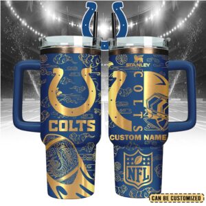 Mistmerch Indianapolis Colts Custom Stanley Quencher 40oz Stainless Steel Tumbler With Handle