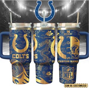 Mistmerch Indianapolis Colts Custom Stanley Quencher 40oz Stainless Steel Tumbler With Handle