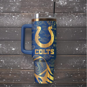 Mistmerch Indianapolis Colts Custom Stanley Quencher 40oz Stainless Steel Tumbler With Handle