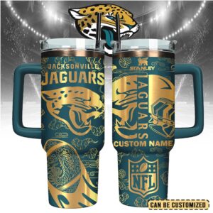 Mistmerch Jacksonville Jaguars Custom Stanley Quencher 40oz Stainless Steel Tumbler With Handle