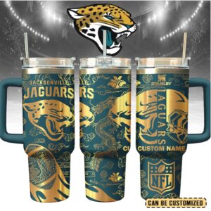 Mistmerch Jacksonville Jaguars Custom Stanley Quencher 40oz Stainless Steel Tumbler With Handle