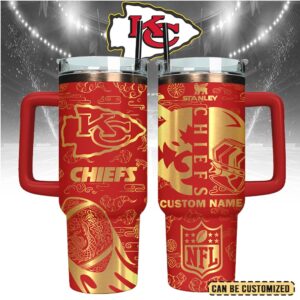 Mistmerch Kansas City Chiefs Custom Stanley Quencher 40oz Stainless Steel Tumbler With Handle