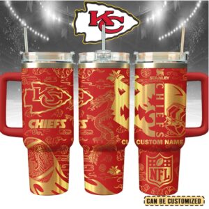Mistmerch Kansas City Chiefs Custom Stanley Quencher 40oz Stainless Steel Tumbler With Handle