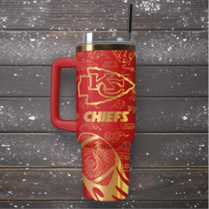 Mistmerch Kansas City Chiefs Custom Stanley Quencher 40oz Stainless Steel Tumbler With Handle