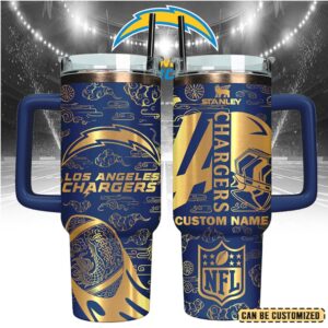 Mistmerch Los Angeles Chargers Custom Stanley Quencher 40oz Stainless Steel Tumbler With Handle