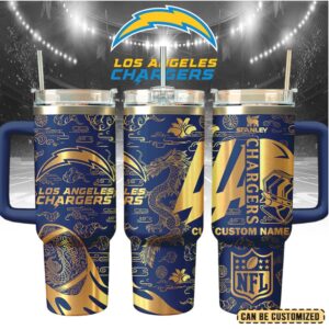 Mistmerch Los Angeles Chargers Custom Stanley Quencher 40oz Stainless Steel Tumbler With Handle
