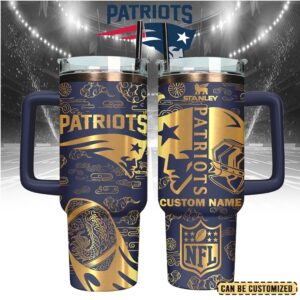 Mistmerch New England Patriots Custom Stanley Quencher 40oz Stainless Steel Tumbler With Handle