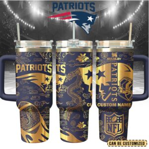 Mistmerch New England Patriots Custom Stanley Quencher 40oz Stainless Steel Tumbler With Handle